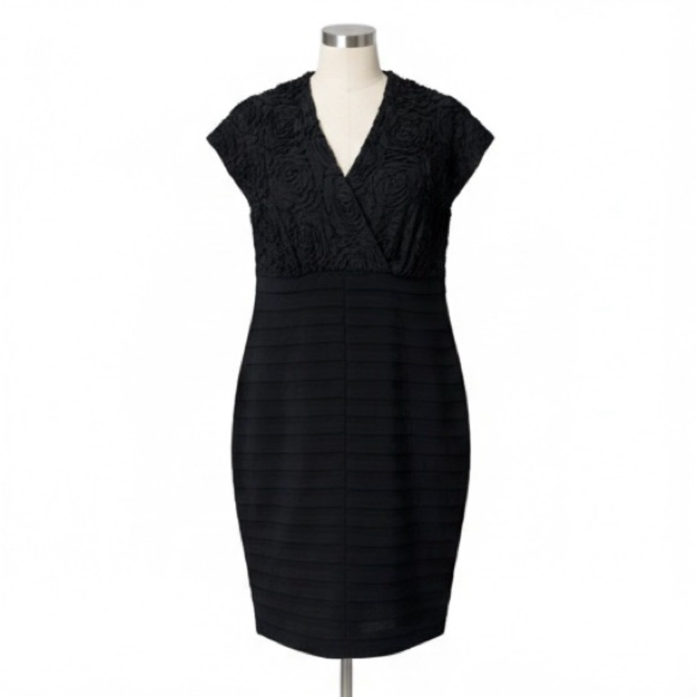 R & M Richards Shutter Pleat Little Black Dress | Quiet Luxury | 16W